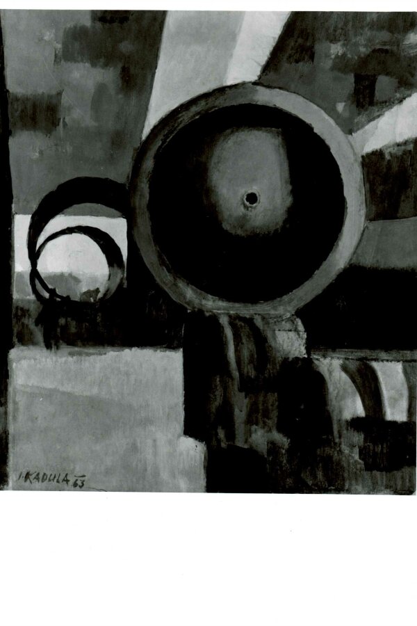 Josef Kadula, Kotlárna, 1963, tempera, karton; dílo nebylo vystaveno